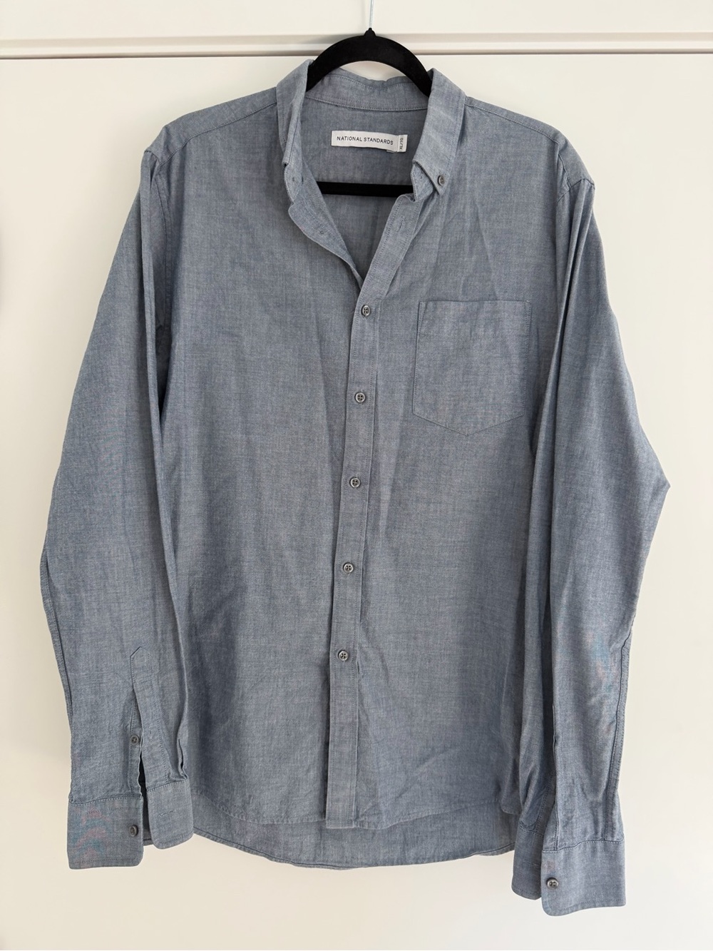 National Standards Men’s Chambray Button-Down Shirt Light Blue Size XL